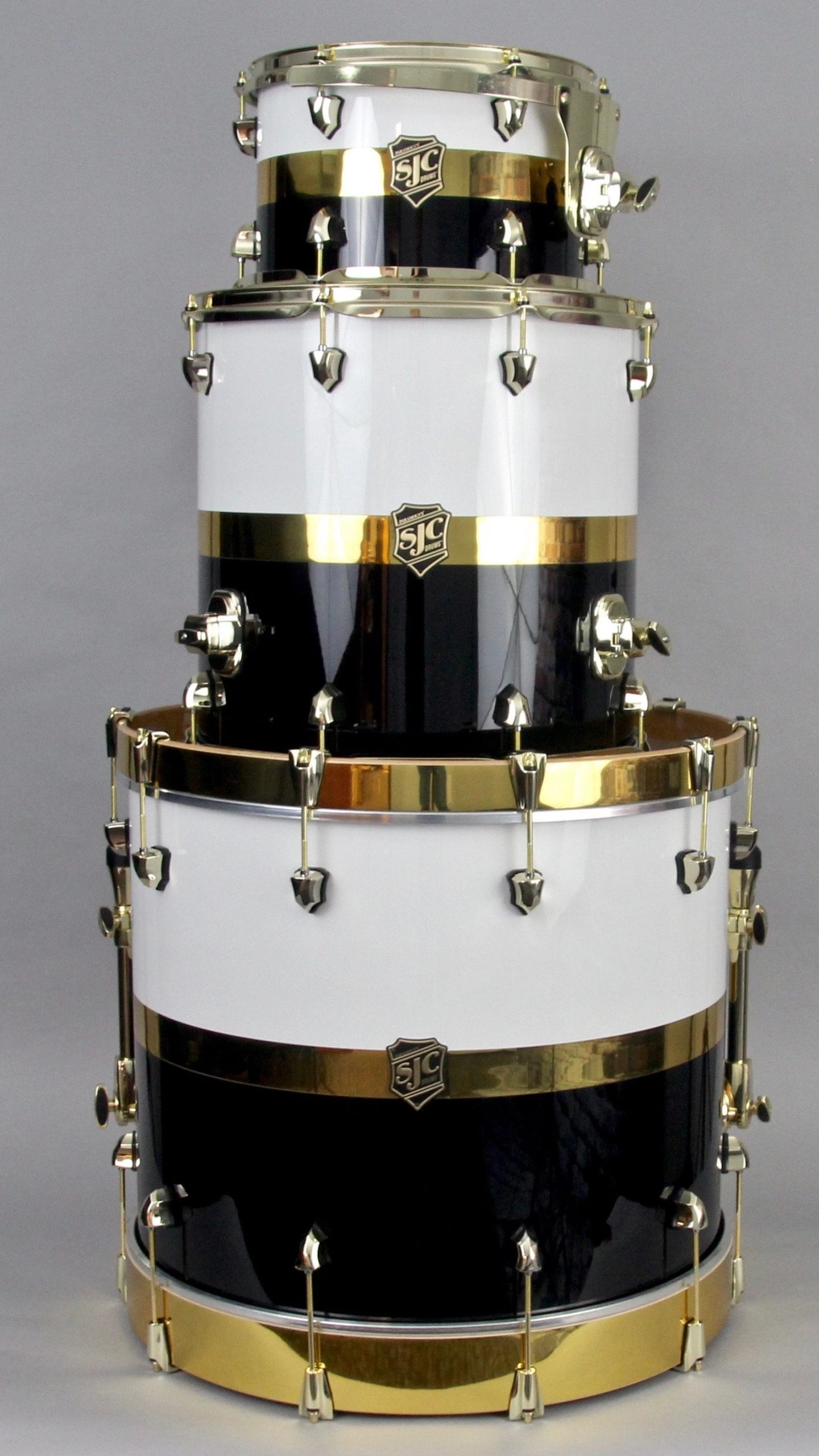 SJC Paramount Tuxedo Gold 3 Piece Shell Pack Acoustic Drums 4 SJC Paramount Tuxedo Gold 3 Piece Shell Pack Acoustic Drums