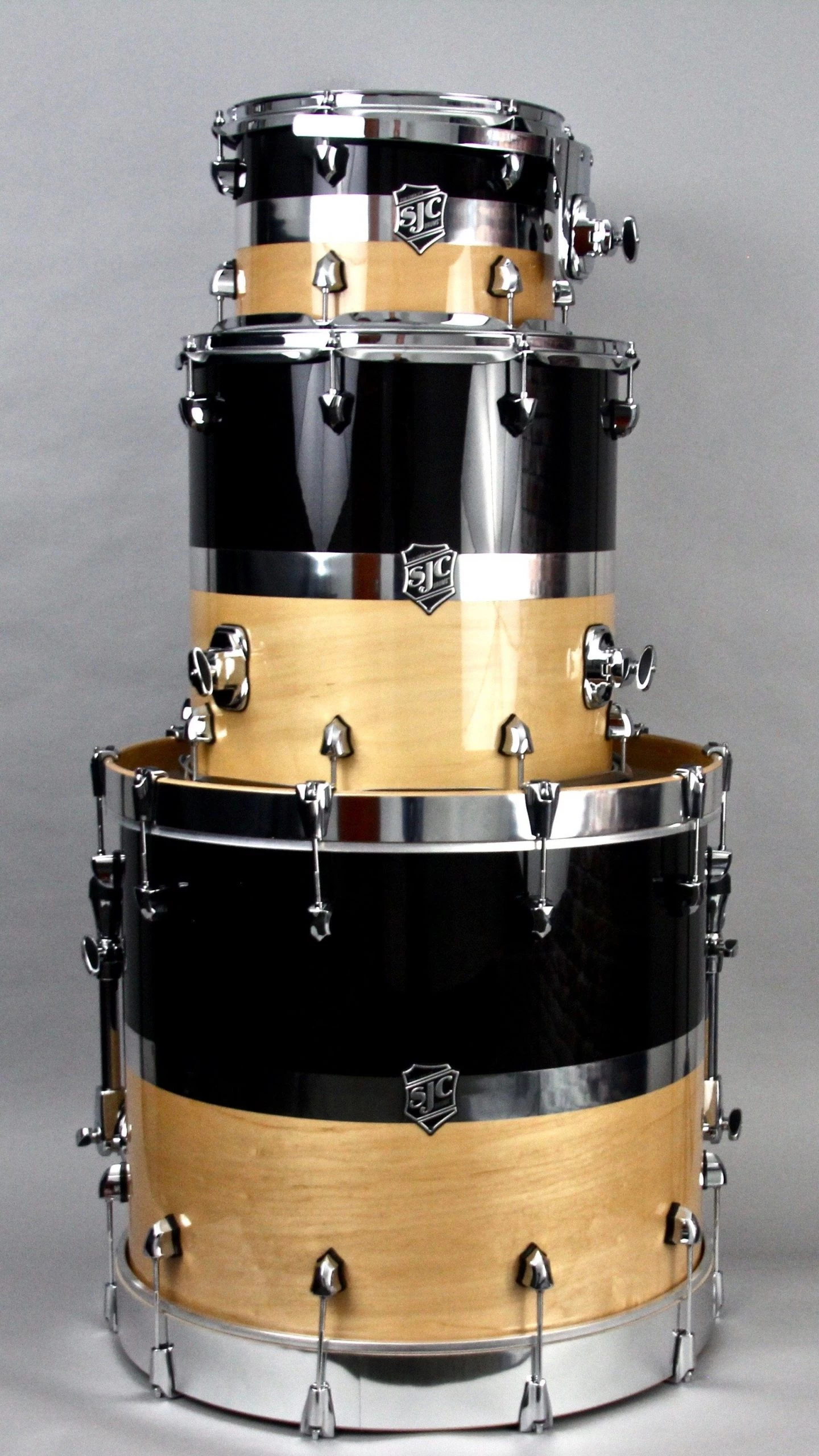 SJC Paramount Tuxedo Silver 3 Piece Shell Pack 5 SJC Paramount Tuxedo Silver 3 Piece Shell Pack