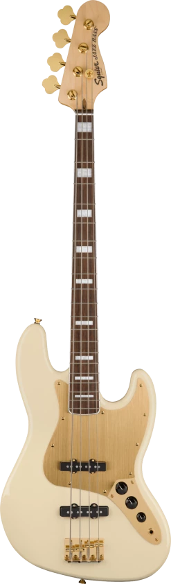 Squier 40th Anniversary Jazz Bass Gold Edition | Olympic White Guitar